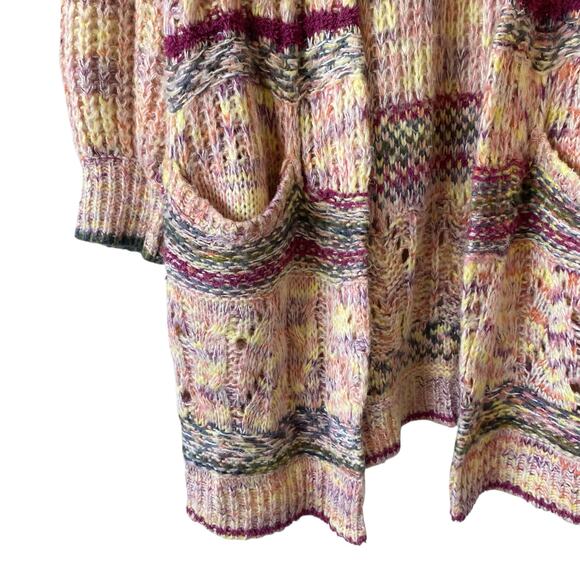 KORI AMERICA Bohemian Long Length Cardigan Sweater Multicolor S/M Open Front - Picture 4 of 7